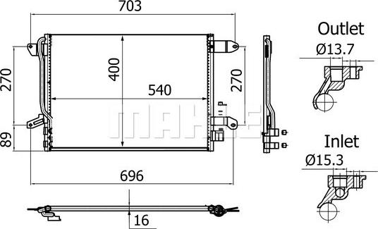 MAHLE AC 864 001S - Condensatore, Climatizzatore www.autoricambi360.it