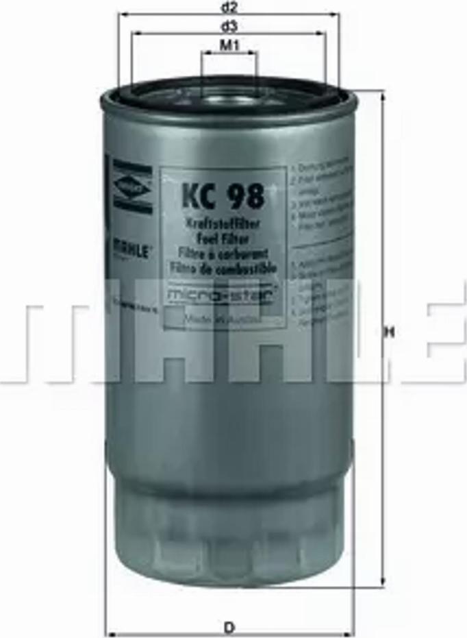 MAHLE KC 98 - Filtro carburante www.autoricambi360.it
