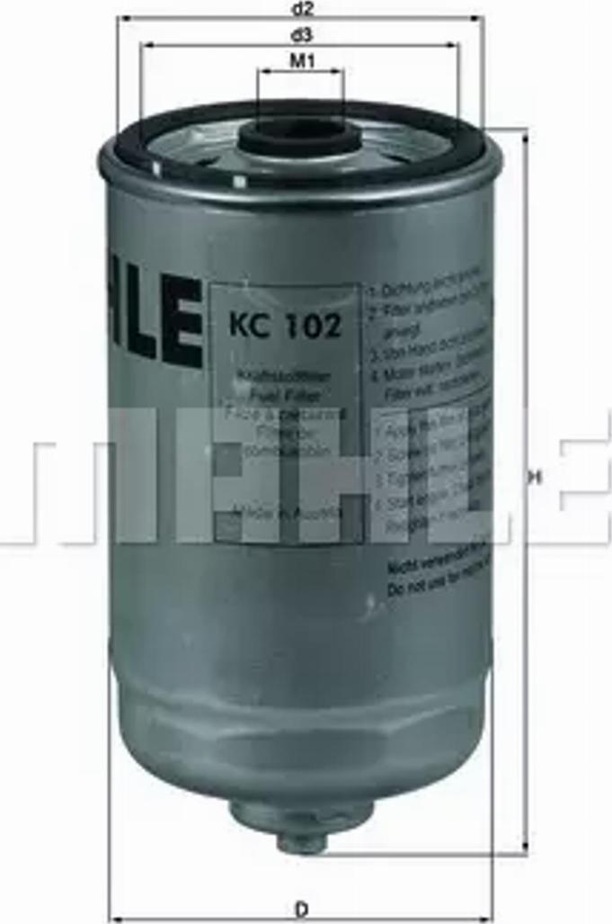 MAHLE KC 102 - Filtro carburante www.autoricambi360.it