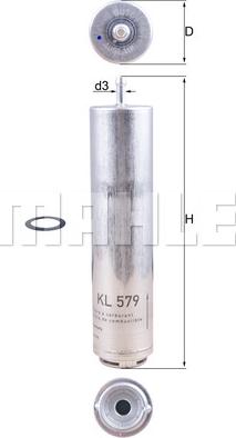 MAHLE KL 579D - Filtro carburante www.autoricambi360.it