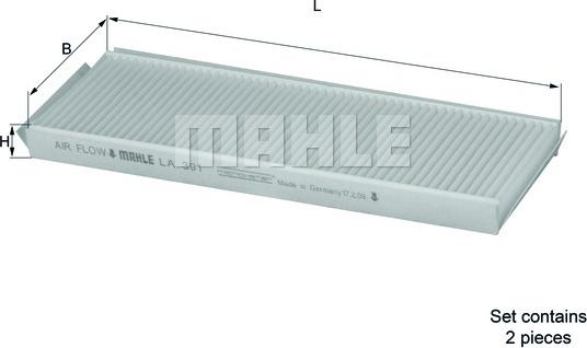 MAHLE LA 391/S - Filtro, Aria abitacolo www.autoricambi360.it