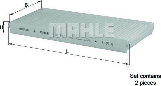 MAHLE LA 235/S - Filtro, Aria abitacolo www.autoricambi360.it