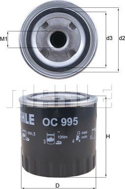 MAHLE OC 995 - Filtro olio www.autoricambi360.it