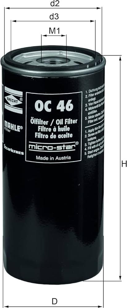 MAHLE OC 46 - Filtro olio www.autoricambi360.it