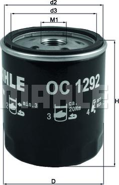 MAHLE OC 1292 - Filtro olio www.autoricambi360.it