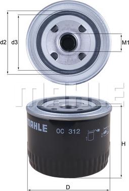 MAHLE OC 312 - Filtro olio www.autoricambi360.it