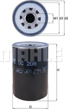 MAHLE OC 206 - Filtro olio www.autoricambi360.it