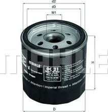 MAHLE OC 21 - Filtro olio www.autoricambi360.it