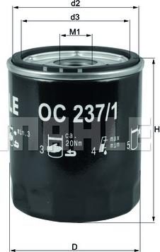 MAHLE OC 237/1 - Filtro olio www.autoricambi360.it