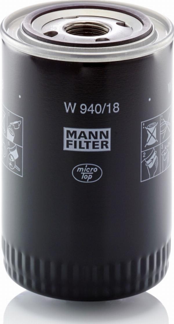 Mann-Filter W 940/18 - Filtro olio www.autoricambi360.it