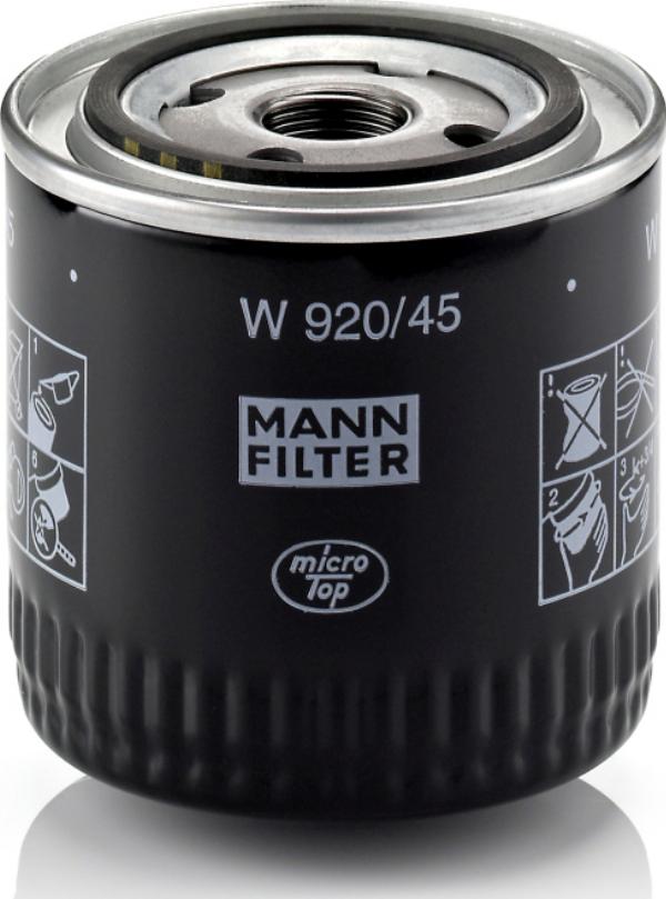 Mann-Filter W 920/45 - Filtro olio www.autoricambi360.it
