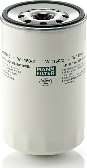 Mann-Filter W 1160/2 - Filtro olio www.autoricambi360.it