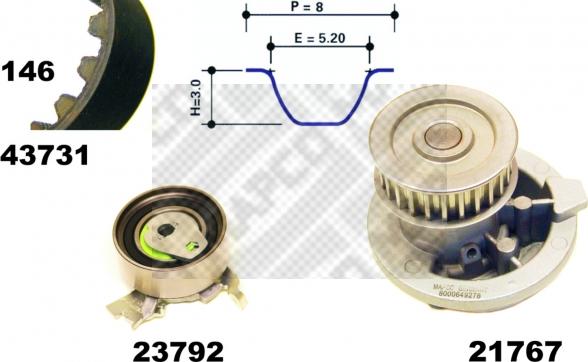 Mapco 41731/1 - Pompa acqua + Kit cinghie dentate www.autoricambi360.it