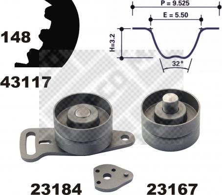 Mapco 23117 - Kit cinghie dentate www.autoricambi360.it