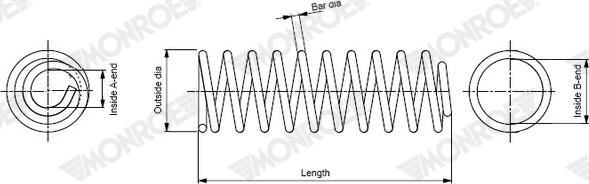 MONROE SP4388 - Molla autotelaio www.autoricambi360.it