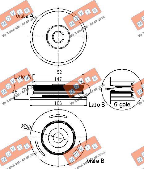 MOVIS AST9098 - Puleggia cinghia, Albero a gomiti www.autoricambi360.it