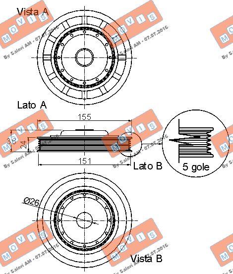 MOVIS AST9025 - Puleggia cinghia, Albero a gomiti www.autoricambi360.it