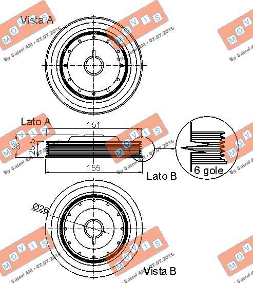 MOVIS AST9151 - Puleggia cinghia, Albero a gomiti www.autoricambi360.it