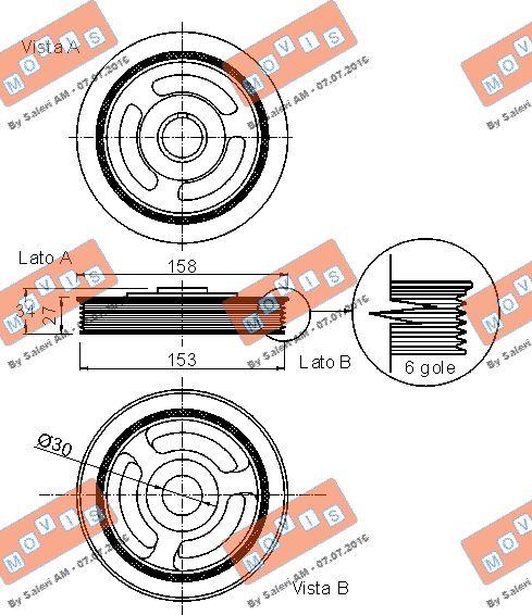 MOVIS AST9121 - Puleggia cinghia, Albero a gomiti www.autoricambi360.it