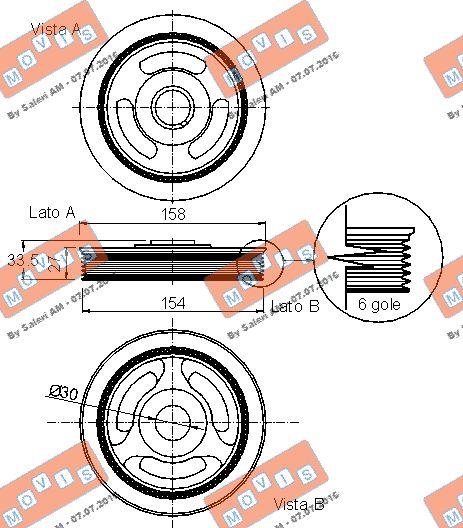 MOVIS AST9127 - Puleggia cinghia, Albero a gomiti www.autoricambi360.it