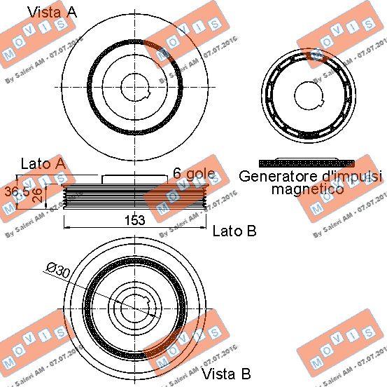 MOVIS AST9264 - Puleggia cinghia, Albero a gomiti www.autoricambi360.it