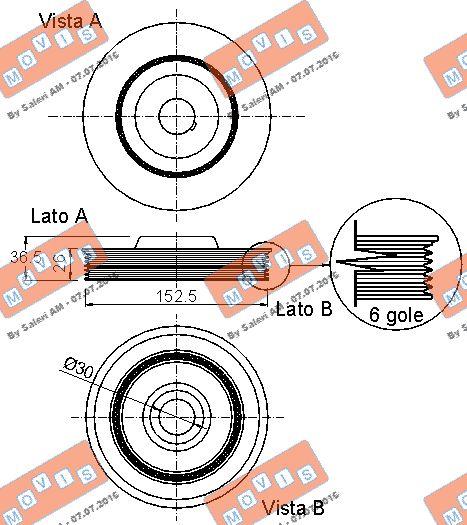 MOVIS AST9227 - Puleggia cinghia, Albero a gomiti www.autoricambi360.it