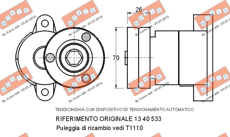 MOVIS AST1108 - Tendicinghia, Cinghia Poly-V www.autoricambi360.it