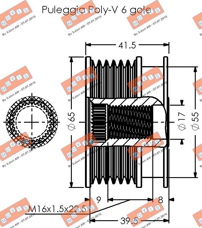 MOVIS AST3401 - Puleggia cinghia, Alternatore www.autoricambi360.it