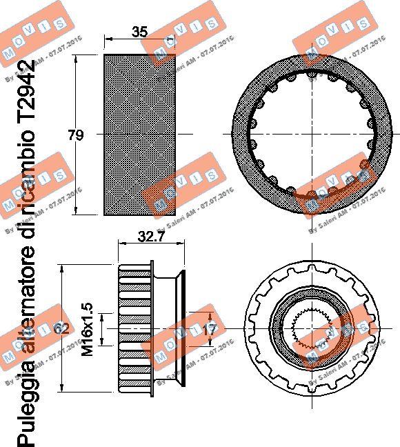 MOVIS AST2942C - Puleggia cinghia, Alternatore www.autoricambi360.it