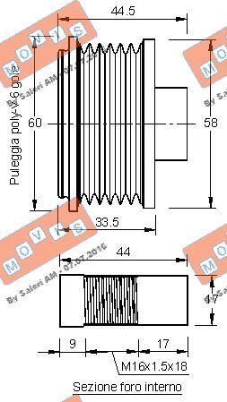 MOVIS AST2957 - Puleggia cinghia, Alternatore www.autoricambi360.it
