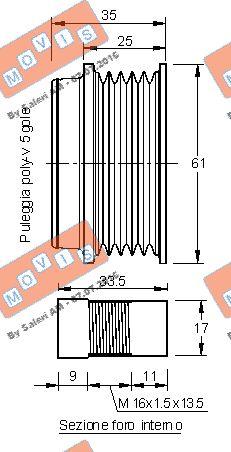 MOVIS AST2595 - Puleggia cinghia, Alternatore www.autoricambi360.it