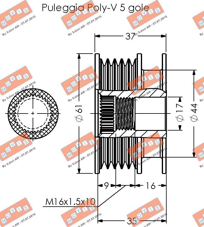 MOVIS AST2062 - Puleggia cinghia, Alternatore www.autoricambi360.it