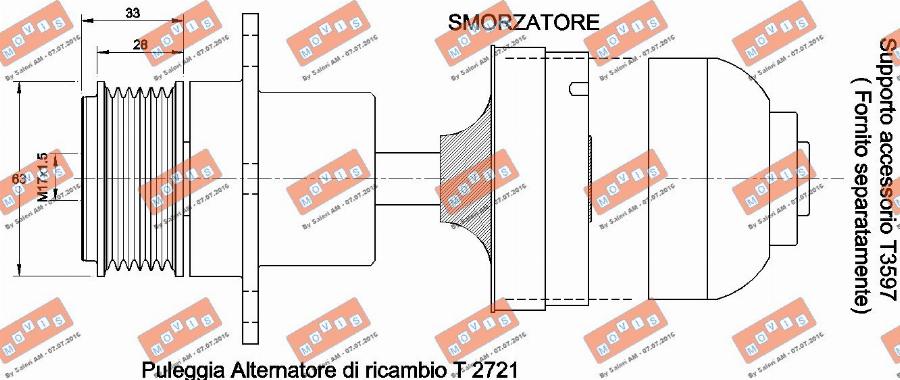 MOVIS AST2722 - Puleggia cinghia, Alternatore www.autoricambi360.it