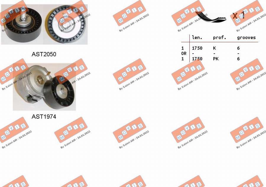 MOVIS ASTA0093 - Kit Cinghie Poly-V www.autoricambi360.it