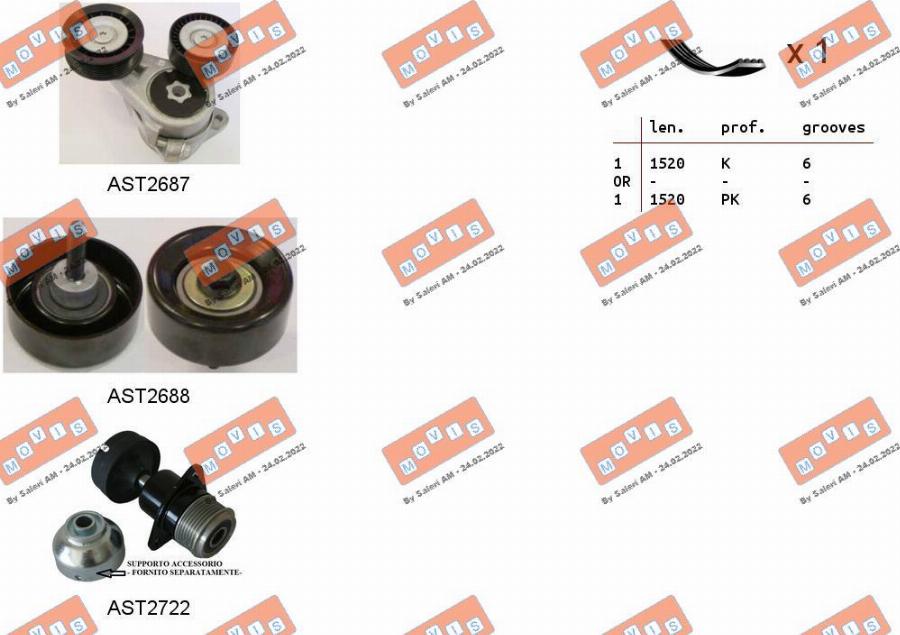 MOVIS ASTA0043 - Kit Cinghie Poly-V www.autoricambi360.it
