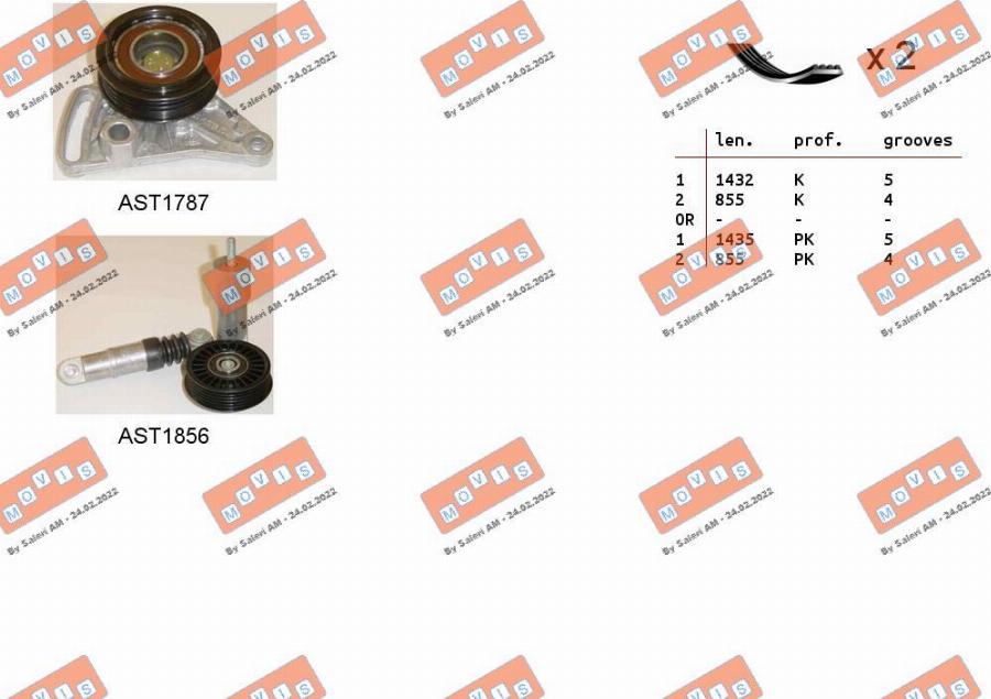 MOVIS ASTA0116 - Kit Cinghie Poly-V www.autoricambi360.it