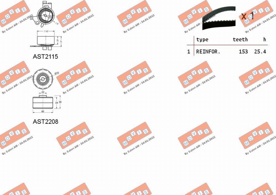 MOVIS ASTK0948 - Kit cinghie dentate www.autoricambi360.it