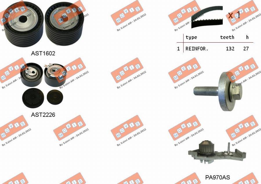 MOVIS ASTK0912PA - Pompa acqua + Kit cinghie dentate www.autoricambi360.it