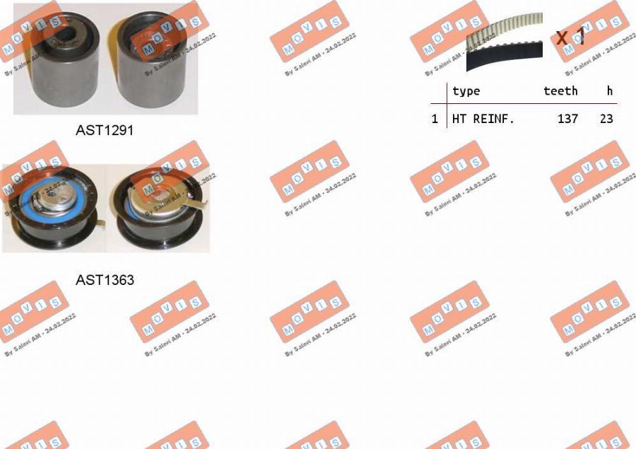 MOVIS ASTK0938 - Kit cinghie dentate www.autoricambi360.it