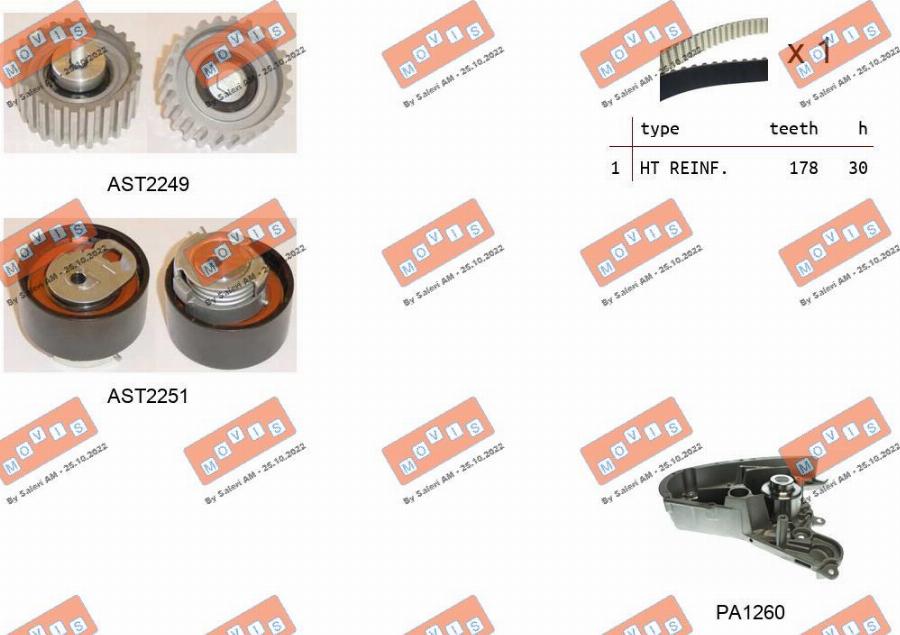 MOVIS ASTK0925PA - Pompa acqua + Kit cinghie dentate www.autoricambi360.it