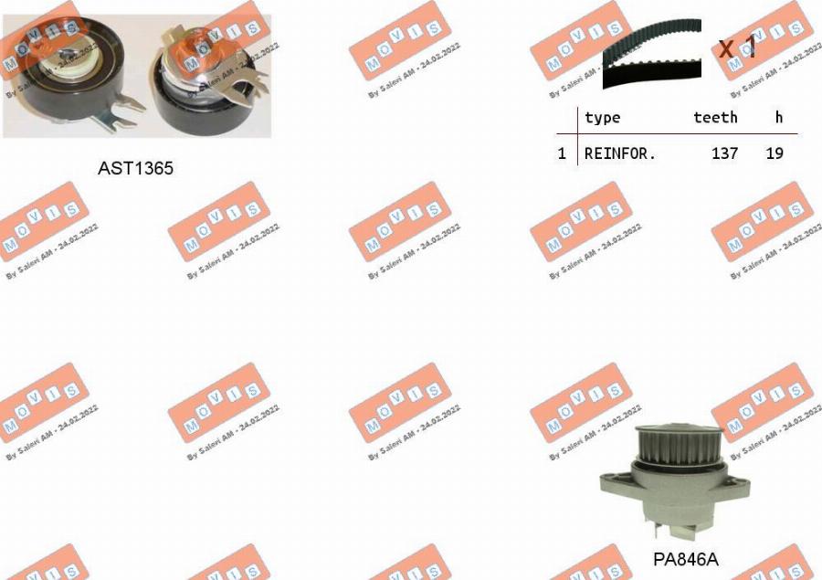 MOVIS ASTK0854PA - Pompa acqua + Kit cinghie dentate www.autoricambi360.it
