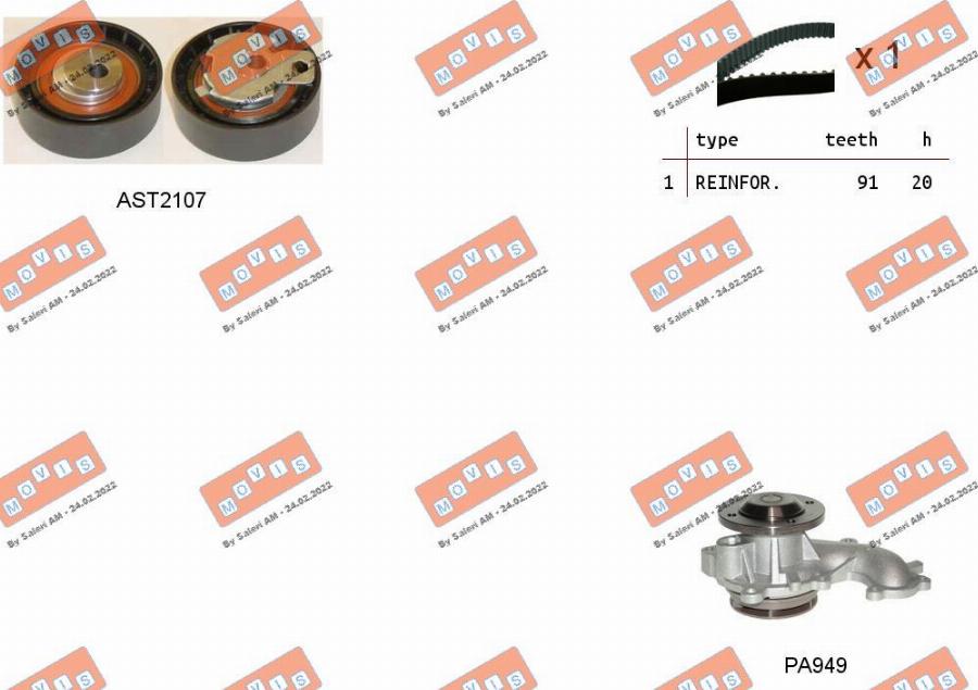 MOVIS ASTK0862PA - Pompa acqua + Kit cinghie dentate www.autoricambi360.it