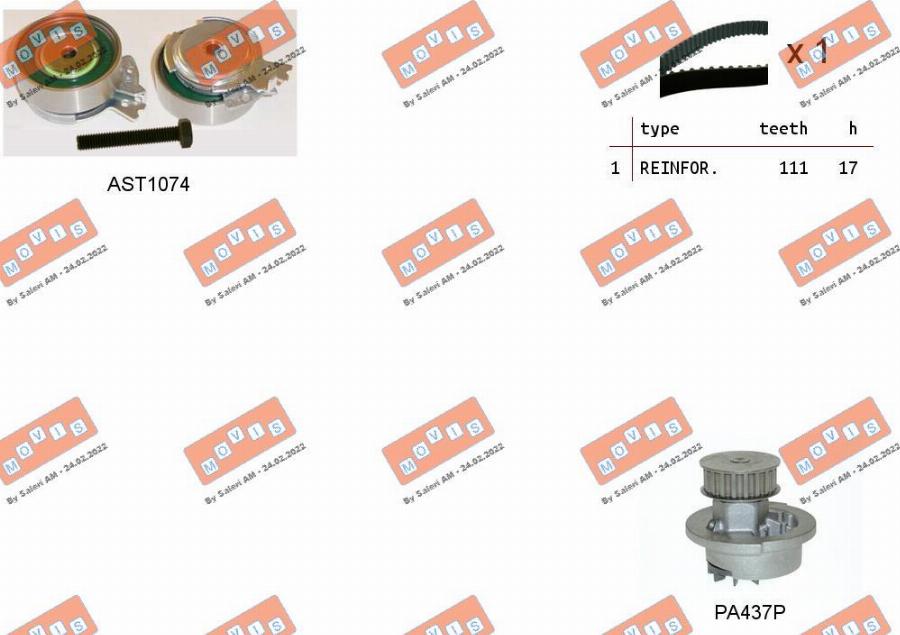 MOVIS ASTK0813PA - Pompa acqua + Kit cinghie dentate www.autoricambi360.it