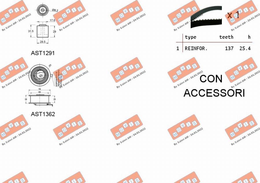 MOVIS ASTK0825 - Kit cinghie dentate www.autoricambi360.it