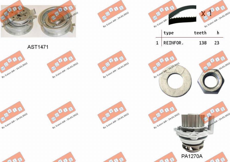 MOVIS ASTK0821PA - Pompa acqua + Kit cinghie dentate www.autoricambi360.it