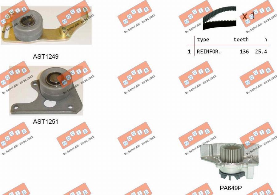 MOVIS ASTK0828PA - Pompa acqua + Kit cinghie dentate www.autoricambi360.it
