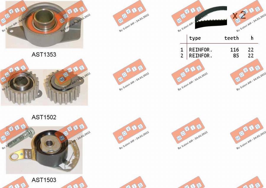 MOVIS ASTK0822 - Kit cinghie dentate www.autoricambi360.it