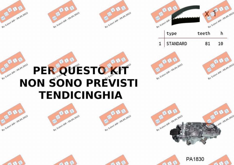 MOVIS ASTK0B06PA - Pompa acqua + Kit cinghie dentate www.autoricambi360.it