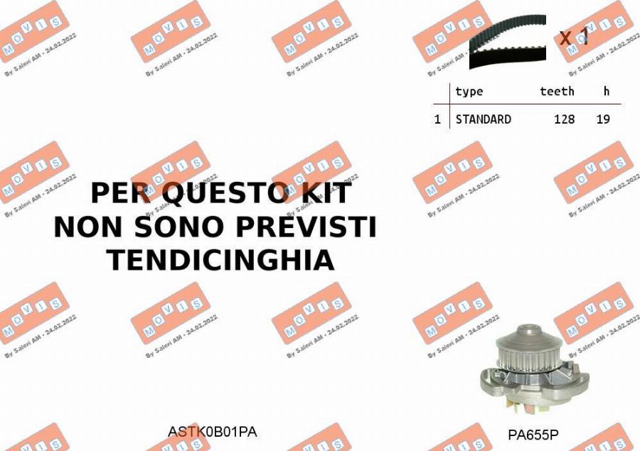 MOVIS ASTK0B01PA - Pompa acqua + Kit cinghie dentate www.autoricambi360.it