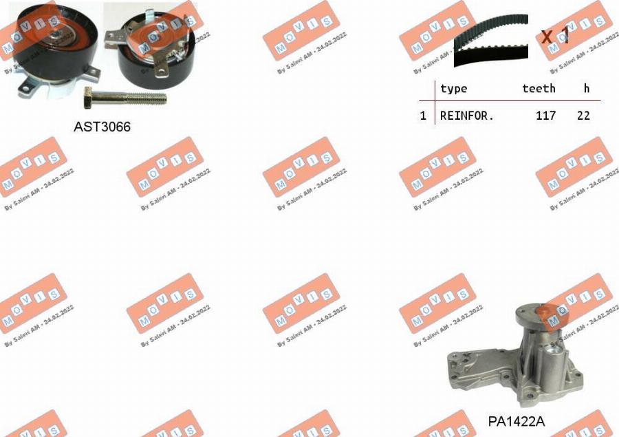 MOVIS ASTK1095PA - Pompa acqua + Kit cinghie dentate www.autoricambi360.it
